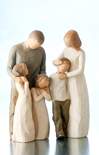 Figurine Gift Set Opt3 Willow Tree Mother & Father with 3 Children 